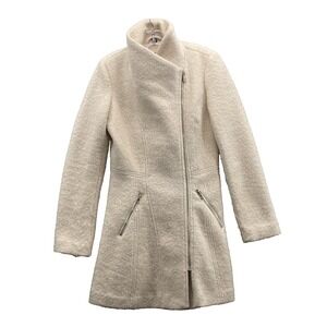 Guess High Neck Coat Women's Small Wool Blend Avant-Garde Minimalist Office 90's